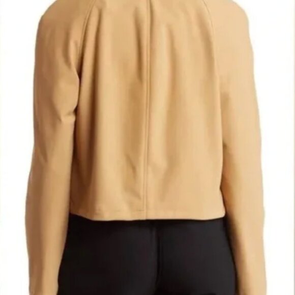 Bagatelle Tan Camel Open Front Cropped Trench Jacket Blazer Size Large - Picture 2 of 9